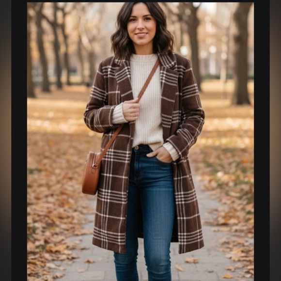 Thread & Supply Jackets & Blazers - Thread & Supply Brown Plaid Coat